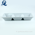 Assiette en céramique de séparateur d&#39;assaisonnement rectangle blanc